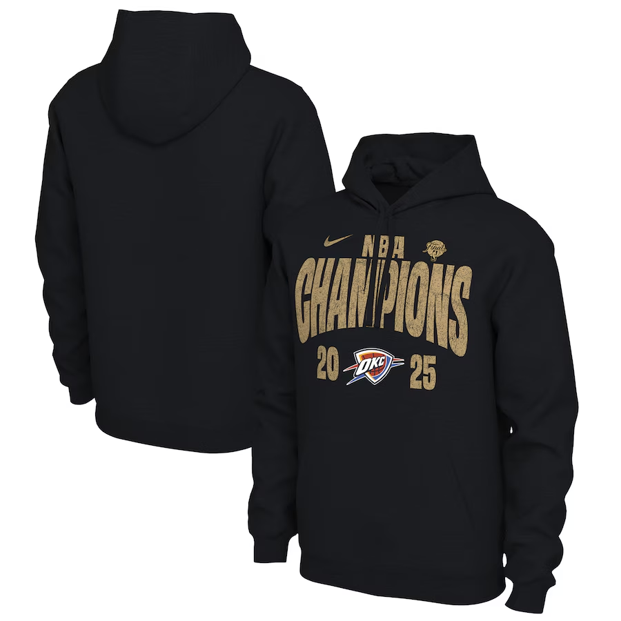 Men 2025 NBA Oklahoma City Thunder black Hoodie style 6